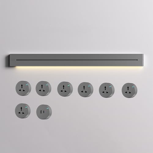 Flexible Stromschienensteckdose mit U+C Anschlüssen, 110-250V Safe Slide Outlet Adapter für Küchenschränke Heimbüros,Grey-100CM von ZYT-DHRUCB