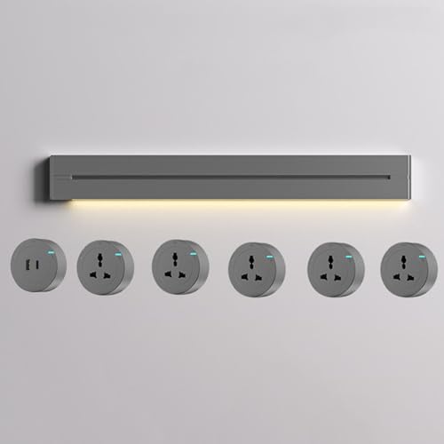 Flexible Stromschienensteckdose mit U+C Anschlüssen, 110-250V Safe Slide Outlet Adapter für Küchenschränke Heimbüros,Grey-60CM von ZYT-DHRUCB