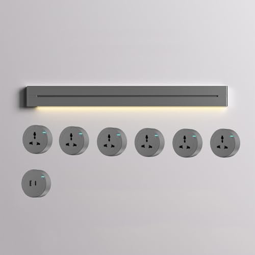 Flexible Stromschienensteckdose mit U+C Anschlüssen, 110-250V Safe Slide Outlet Adapter für Küchenschränke Heimbüros,Grey-80CM von ZYT-DHRUCB