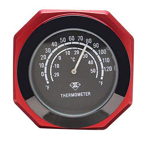 Motorrad Lenkerhalterung Nachtleuchtende Thermometer Uhr Leuchtende Legierung Temperatur Temperaturanzeige Wasserdicht für Bike Rot von ZYTC