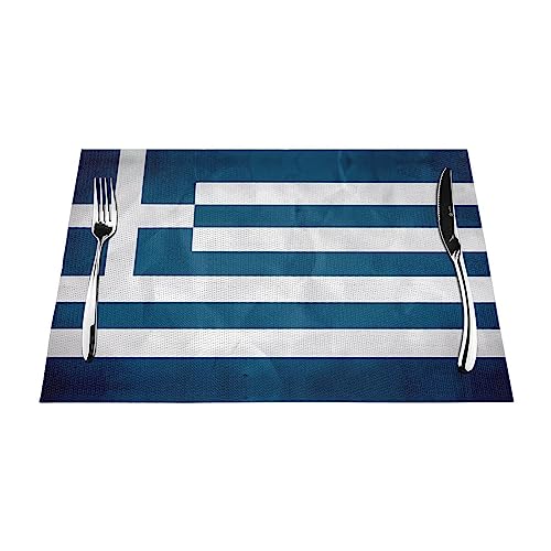 Tischsets mit griechischer Flagge, hitze- und rutschfest, Vintage-Stil, gewebt, eine perfekte Mischung aus Schutz und Dekoration, schützt den Tisch, 45,7 x 30,5 cm, 6 Stück von ZYVIA