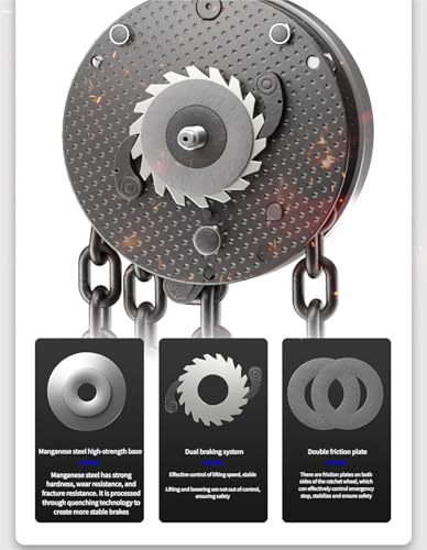 Manueller Kettenzug – 10 Fuß Hub, 360°-Drehung, Industriestahl, ideal for Anheben von Maschinen von ZYWMZJ
