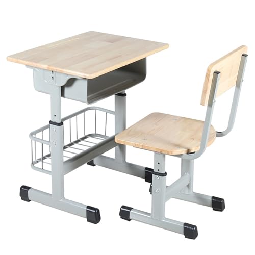 ZYWMZJ Höhenverstellbares Schülerschreibtisch- Und Stuhlset Mit Schublade, Bleistiftfach Und Haken – Ergonomischer Arbeitsplatz for Kinder, Zuhause Und Die Schule(A) von ZYWMZJ