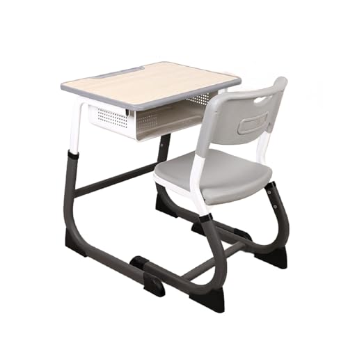 ZYWMZJ Verstellbares Kinderschreibtisch- Und Stuhlset Mit Aufbewahrungsschublade, Stifthalter Und Haken – Ideal for Zu Hause, Im Klassenzimmer Und for Nachhilfestunden(Gris) von ZYWMZJ