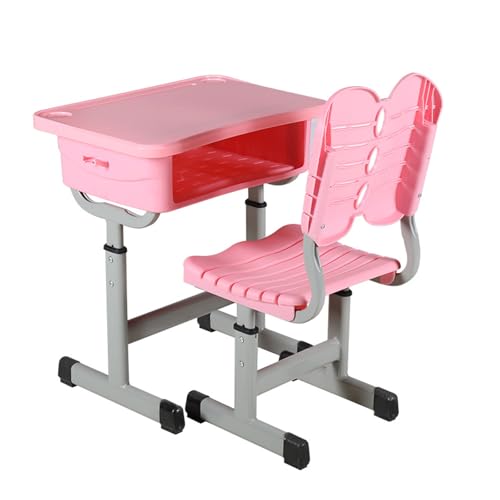 ZYWMZJ Verstellbares Kinderschreibtisch- Und Stuhlset Mit Aufbewahrungsschublade – Ergonomische Lernstation for Kinder, Zu Hause Und Im Klassenzimmer(Pink,B) von ZYWMZJ