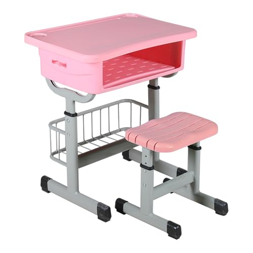 ZYWMZJ Verstellbares Kinderschreibtisch- Und Stuhlset Mit Aufbewahrungsschublade – Ergonomische Lernstation for Kinder, Zu Hause Und Im Klassenzimmer(Pink,C) von ZYWMZJ