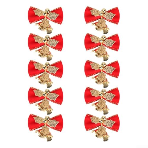 10 Stück Weihnachtsschleifen, Dekoration, Baumschmuck, Weihnachtsbaumschleifen für Zuhause, Weihnachtsfeier (Gold) von ZYWUOY