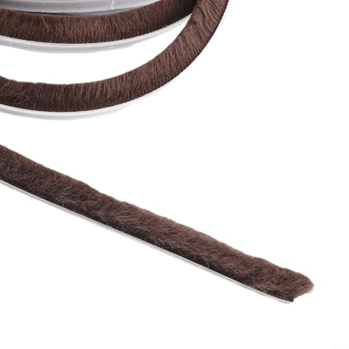 10 m isolierendes Zugluftstopper-Bürstenband, Wetterdichtung für Türen und Fenster, um Staub und Wind zu blockieren (9 × 15 mm, braun) von ZYWUOY