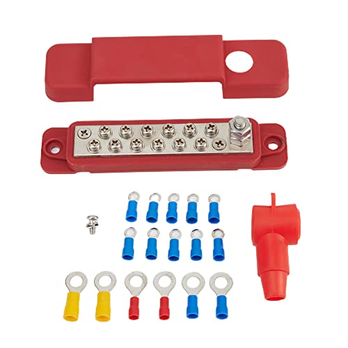 12-Punkt-Sammelschiene Sammelschiene Stromverteilerblock 180 A 12 V DC Paar Schwarz/Rot von ZYWUOY