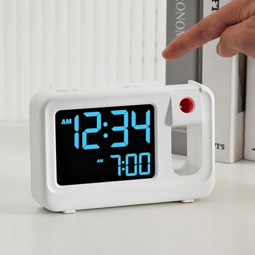 180 ° drehbare Projektionsuhr, Projektionswecker Nachttisch, LCD-Alarm, Temperatur-Feuchtigkeitssensoren, für Home Office (D) von ZYWUOY