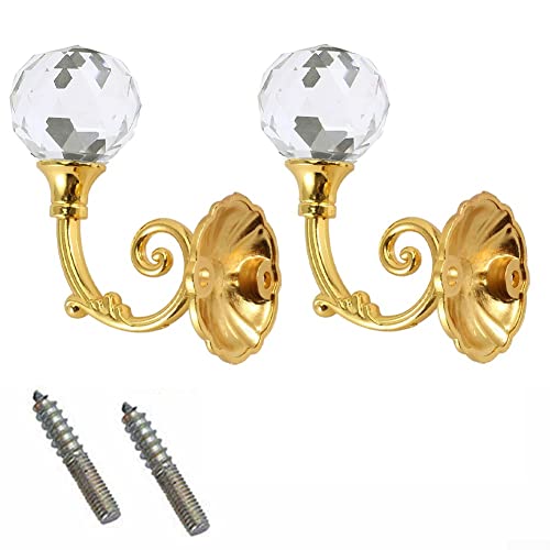 2 x Raffhalter für Vorhänge, Wand-Raffhalter, Silber, Gold, Kristall, Haken, Dekoration von ZYWUOY