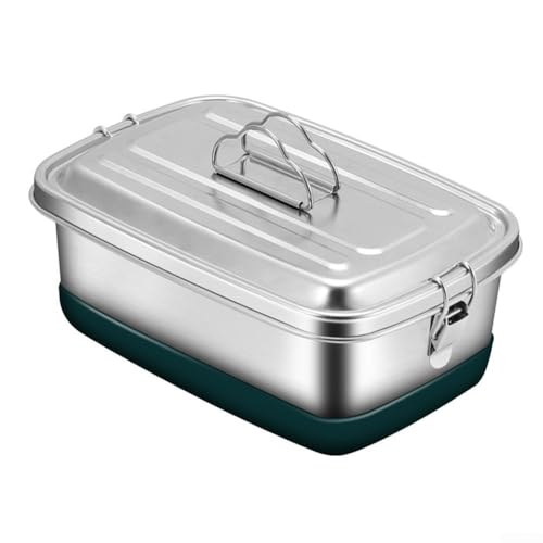 2000 ml Edelstahl-Lunchbox, große Kapazität, Mahlzeitenbox, mit doppellagiger Dichtung und sicherem Verschluss, für Arbeit, Schule, Picknick von ZYWUOY