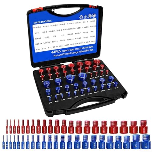 44-teiliges Mutter- und Bolzengewinde-Identifikator, Gewindelehre-Set für genaue SAE- und metrische Messungen, Karbonstahl-Mutterkennung 44-teiliges Mutter- und Bolzengewinde-Identifikator, Gewindelehre-Set für genaue SAE- und metrische Messungen, Karbonstahl-Mutterkennung von ZYWUOY