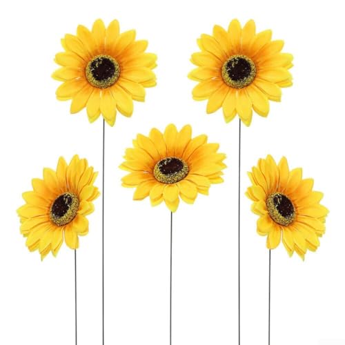 5 x Sonnenblumen-Gartenpfahl, bunte Sonnenblumen-Gartendekoration, wasserdicht, für Hofkunst, Pflanze, Sonnenblume, Rasen, Pfahl von ZYWUOY