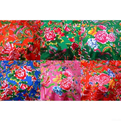 Atmen Sie einfach mit diesem floralen Stoff im chinesischen Stil Ihre Nähbedürfnisse und kreative Projekte (rote Blume A) von ZYWUOY