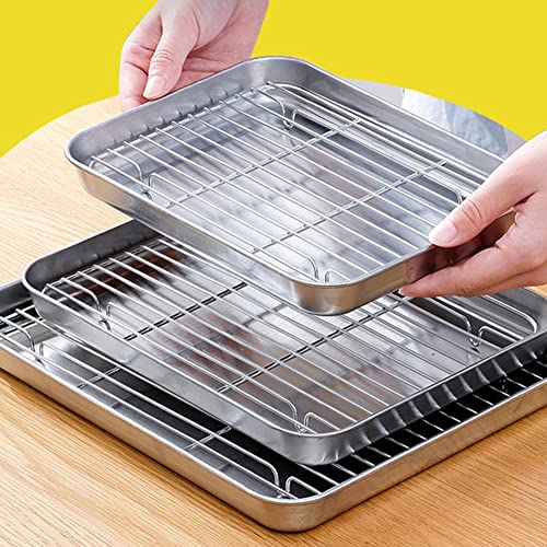 Backblech und Gestell Set, Edelstahl Chefkoch Backform Keksdose Toaster Backblech zum Kochen/Braten/Kühlen, 31 x 24 x 2,5cm von ZYWUOY