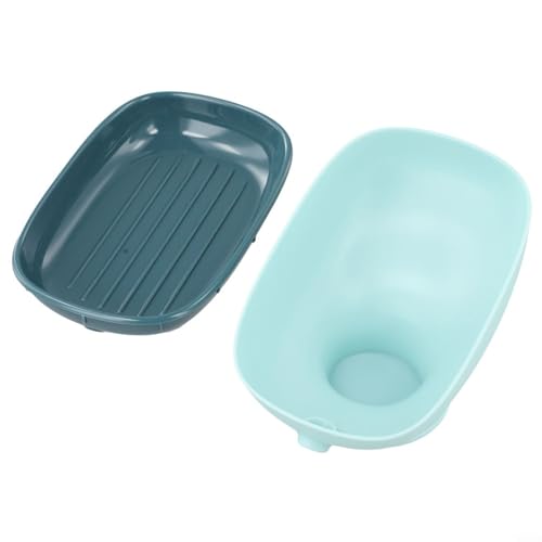 Badezimmer-Dusch-Seifenschale mit 20 sicheren Saugnäpfen, doppellagiges, abnehmbares Tablett für einfache Reinigung und effektive Drainage (Blau-Box) von ZYWUOY