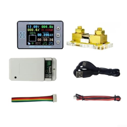 Coulomb Meter Wireless Battery Monitor with 2 4 Inch Screen Displays Voltage Current Temperature and Capacity Data Supports Remote 2 4G Wireless Transmission up to 120V 500A (C) von ZYWUOY