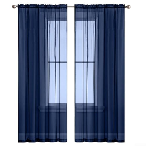 Dekorativer Vorhang, Gaze, entworfen, um jeden Raum zu erhöhen, sowohl für Wohnzimmer als auch Schlafzimmer (Marineblau) von ZYWUOY