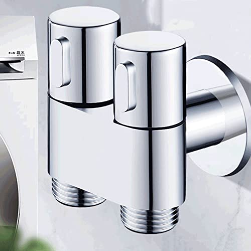ZYWUOY Doppeltes Steuer-Winkelventil, G1/2 1 In zwei heraus Doppelsteuerung Waschmaschine Wasserhahn Toilette Dreieck Ventil von ZYWUOY