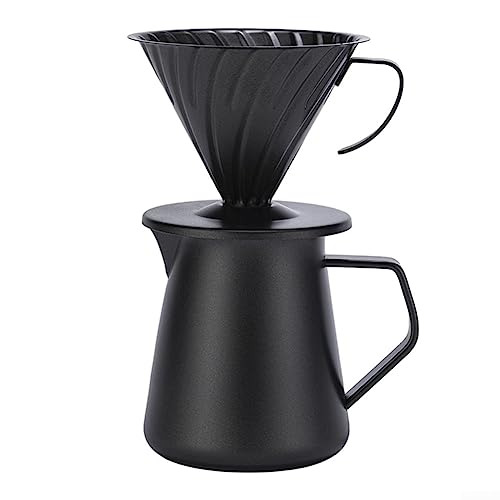 Dripper and Pour Over Kaffeemaschine, Edelstahl, schwarz, 600 ml, zum Übergießen von Tropfer, Heimfilter, Kaffeemaschine, Topf-Set von ZYWUOY