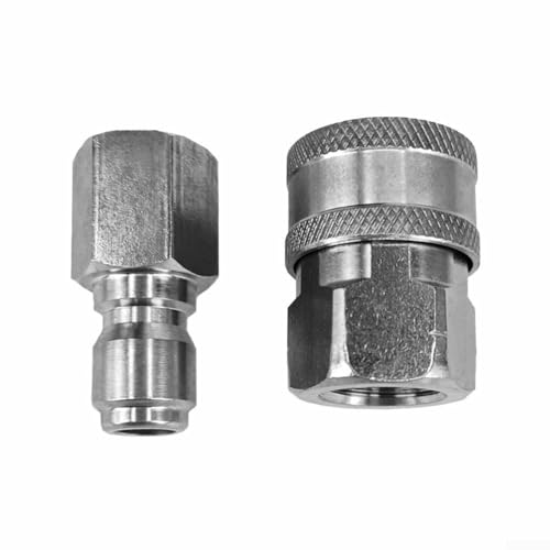 Edelstahl Hochdruckreiniger Adapter Set, NPT 3/8in Weiblich + Männlich Schnellverbinder,5000 PSI Hochdruckreiniger Kupplung, Schnelltrenn männlich und weiblich Schlauchadapter-Set von ZYWUOY