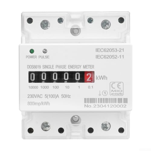 Einphasiger 100 A Energiezähler, 50 Hz DIN-Schiene, elektronischer Energiezähler AC 220 V 100 A KWh-Zähler, Pulsfrequenz, zur Verfolgung von ZYWUOY