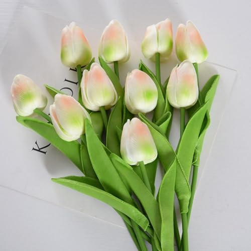 Eleganter 2 x künstlicher Tulpenstrauß für Hochzeit und Heimdekoration, lebensechte Blumen (grün) von ZYWUOY