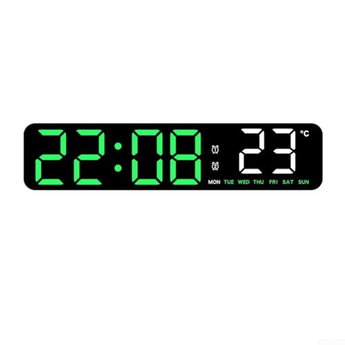 Elektronische LED-Uhr mit Temperaturanzeige, Countdown-Timer und einstellbarer Helligkeit mit Umgebungsbeleuchtung für den praktischen Gebrauch (Schwarz Muschelgrün) von ZYWUOY