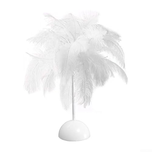 Feder-Nachttisch-Lampe, dekoratives Licht für Teenager und Zuhause (weiß) von ZYWUOY