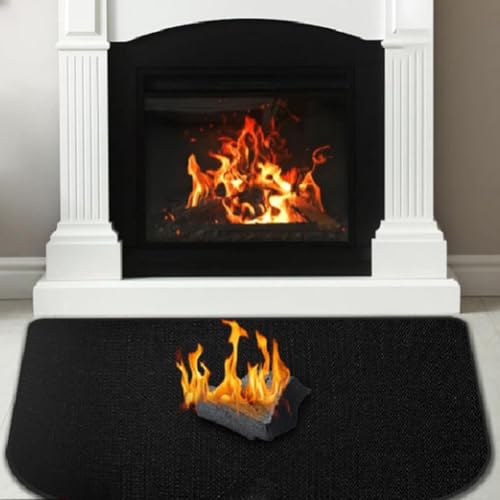 Feuerfeste Kamin-Bodenmatte, halbrunder Kaminteppich, Silikon-Isolierungs-Bodenmatte für Grills, Pelletöfen (50 x 80 cm) von ZYWUOY