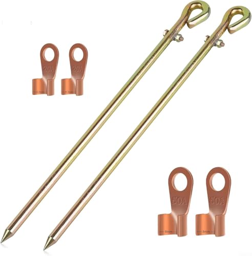 Generator-Erdungsstab-Set, solarbetriebener Elektrozaun-Erdungsdraht und Antenne, 44,2 cm massiver Stahl-Erdungsstab, für elektrische Sicherheit (2 Stück) von ZYWUOY
