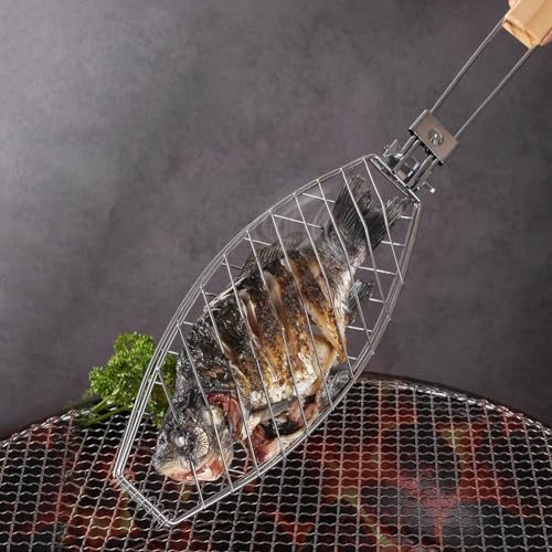 Grillnetz, Grillkorb, antihaftbeschichtet, faltbar, leicht zu reinigen, ideal für Fisch, Gemüse, Fleisch von ZYWUOY