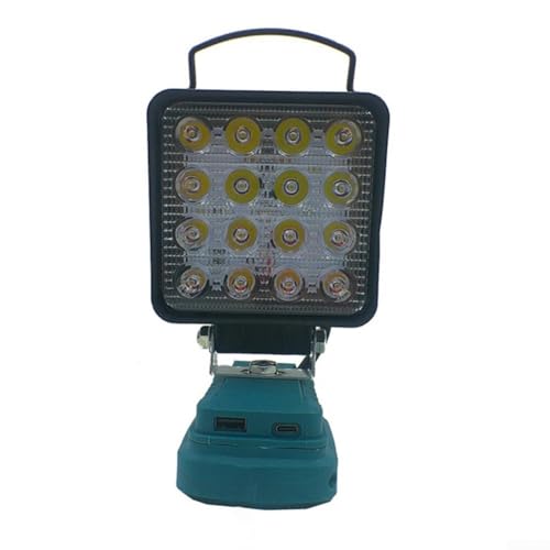 Kabellose LED-Arbeitsleuchte, 18 V Akku-Hand-Taschenlampe, USB-Anschluss, 90-180 Grad drehbarer Lampenkopf, für Reparaturen, Camping (B) von ZYWUOY