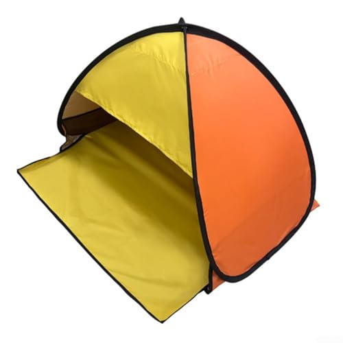 Kleines Pop-Up-Strandzelt, automatisches Pop-Up-Haustier-Strandzelt, mit Netz-Seitentaschen zur Aufbewahrung von Leckerlis, UV-Schutz, Kopfstützenzelte (Orange und Gelb) von ZYWUOY