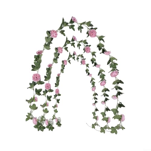 Künstliche Pfingstrosen-Girlande, zum Aufhängen, 2 x 2 m, lebensechte künstliche Pfingstrosen-Girlande für ganzjährige Dekorationen in Häusern und Veranstaltungen (rosa lila) von ZYWUOY