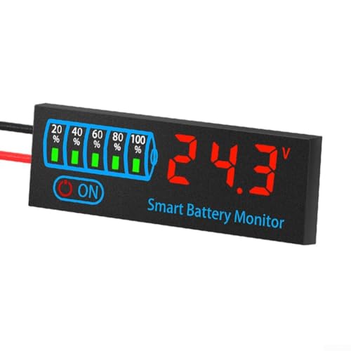 LED-Anzeige für Batteriespannung mit Alarmfunktion, kompatibel mit Lithium- und Säure-Batterien (rot) von ZYWUOY