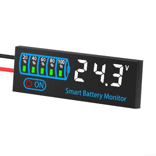 LED-Anzeige für Batteriespannung mit Alarmfunktion, kompatibel mit Lithium- und Säure-Batterien (weiß) von ZYWUOY