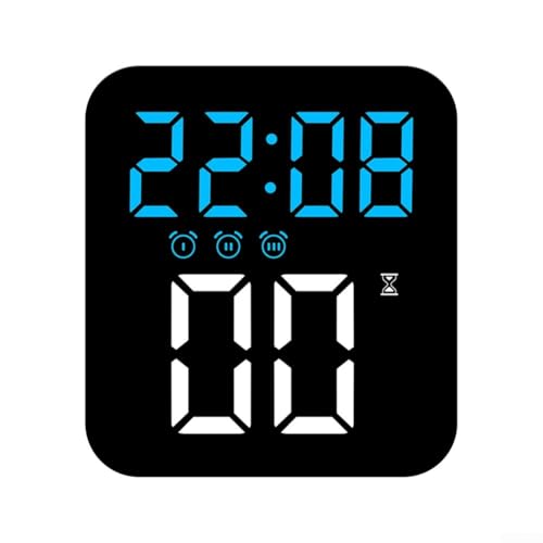 LED-Wecker mit lautlosem Mechanismus, einstellbarer Helligkeit und Countdown-Timer, geeignet für Schreibtisch- oder Wandmontage(A) von ZYWUOY