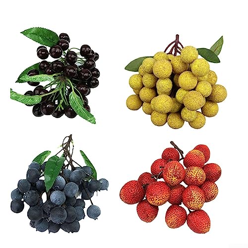 Lebensechte dekorative Früchte Longan, Litschi, Heidelbeere & Kirschen für Küche und Tisch (I) von ZYWUOY