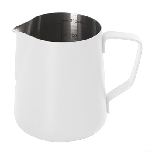 Milchaufschäumkrug 350 ml mit Krokodilauslauf Edelstahl für perfekte Textur und Stil (weiß) von ZYWUOY