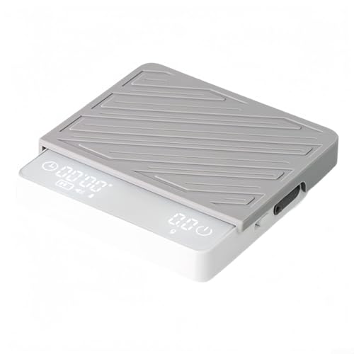 Mini-Kaffee-Waage mit Timer, wiederaufladbare Espressowaage, 2 kg 0,1 g, automatische Abschaltung, zum Kaffeebrühen, Backen, Portionskontrolle (weiß) von ZYWUOY