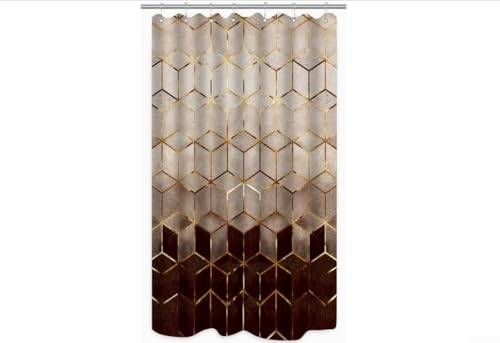 Moderner Ombré-Marmor-Duschvorhang mit abstrakten geometrischen Linien und eleganten goldenen Akzenten für Badezimmer-Stil von ZYWUOY