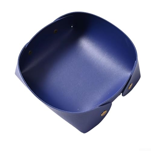 Modische Aufbewahrungsbox aus PU-Leder, faltbar, ideal für die Organisation von Schlüsseln und kleinen Accessoires auf Ihrem Schreibtisch (blau) von ZYWUOY