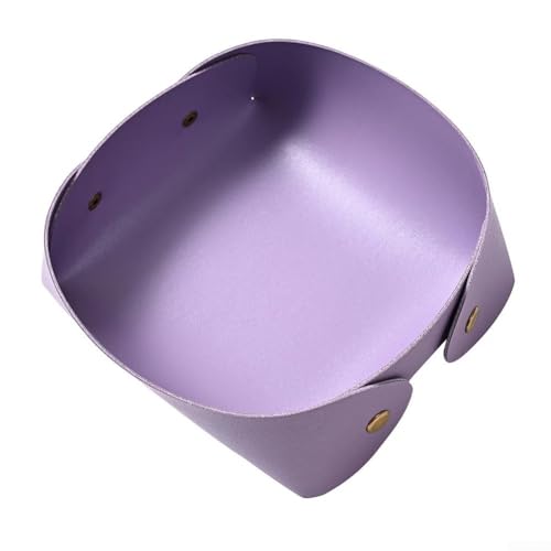 Modische Aufbewahrungsbox aus PU-Leder, faltbar, ideal für die Organisation von Schlüsseln und kleinen Accessoires auf Ihrem Schreibtisch (lila) von ZYWUOY