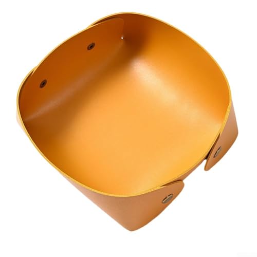 Modische Aufbewahrungsbox aus PU-Leder, faltbar, ideal für die Organisation von Schlüsseln und kleinen Accessoires auf Ihrem Schreibtisch (orange) von ZYWUOY