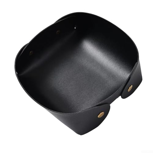 Modische Aufbewahrungsbox aus PU-Leder, zusammenklappbar, ideal für die Organisation von Schlüsseln und kleinen Accessoires auf Ihrem Schreibtisch (schwarz) von ZYWUOY