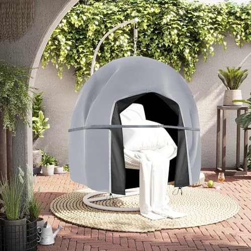 Patio Egg Chair Cover Weather Resistant Design with Secure Zipper for Double Wicker Swings (Gray) von ZYWUOY