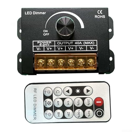 RF-Dimmer Cotroller, LED-Dimmschalter mit RF-Fernbedienung & Timer-Funktion, DC 5-24V 40A Aluminium, mit einstellbarem Timer RF-Dimmer Cotroller, LED-Dimmschalter mit RF-Fernbedienung & Timer-Funktion, DC 5-24V 40A Aluminium, mit einstellbarem Timer von ZYWUOY