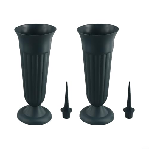 Schlankes Design PP Harz Blumentopf perfekt geeignet für geliebte Menschen auf Friedhöfen (grün) von ZYWUOY